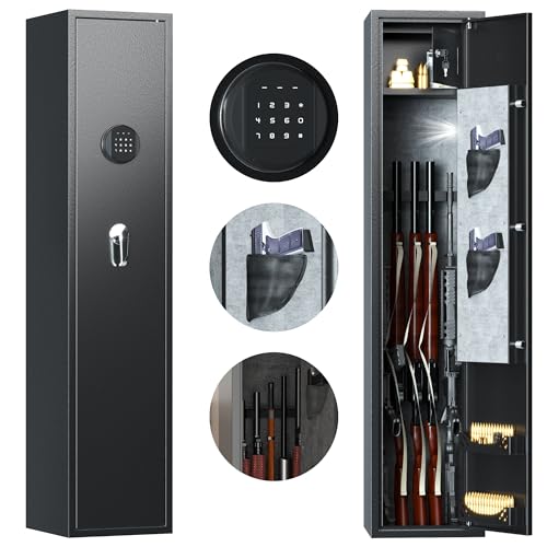 1-3 Gun Safe,Rifle Safe,Gun Safe for Shotguns,Large Gun Safe for Home Rifle and Pistols,Long Gun Cabinets with Digital Keypad/Removable Shelf for Rifles Shotgun-10" x10" x 54"