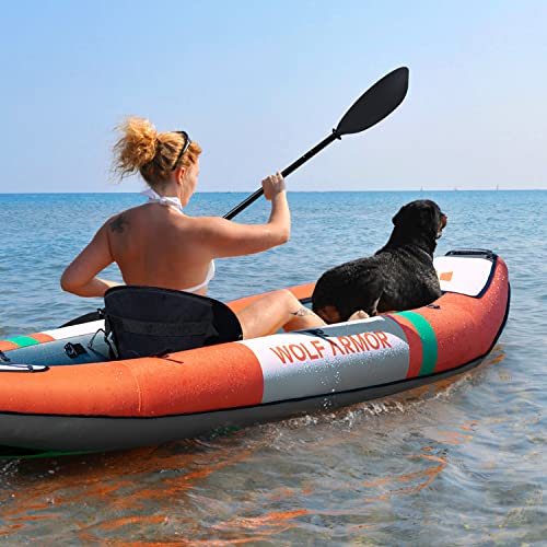 Inflatable Recreational Touring Kayak with EVA Padded Seats, 2 Person Tandem inflatable Kayak with All the Accessories, Lake, River, and Ocean Kayaks Boat for Fishing, Travel, and Adventure