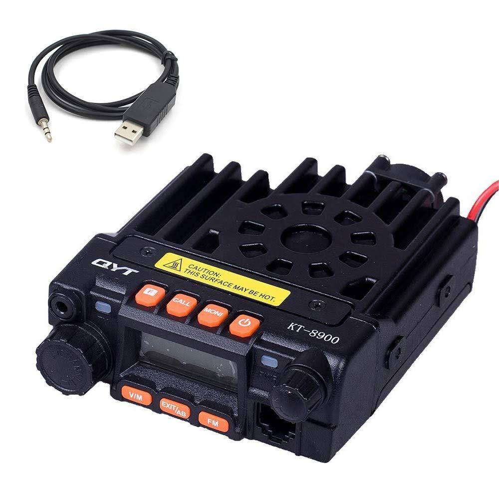 QYT KT8900 Dual Band Mobile Transceiver VHF/UHF 136-174/400-480MHz 25/20W Mini Car Radio Amateur (Ham) Radio, with Programming C