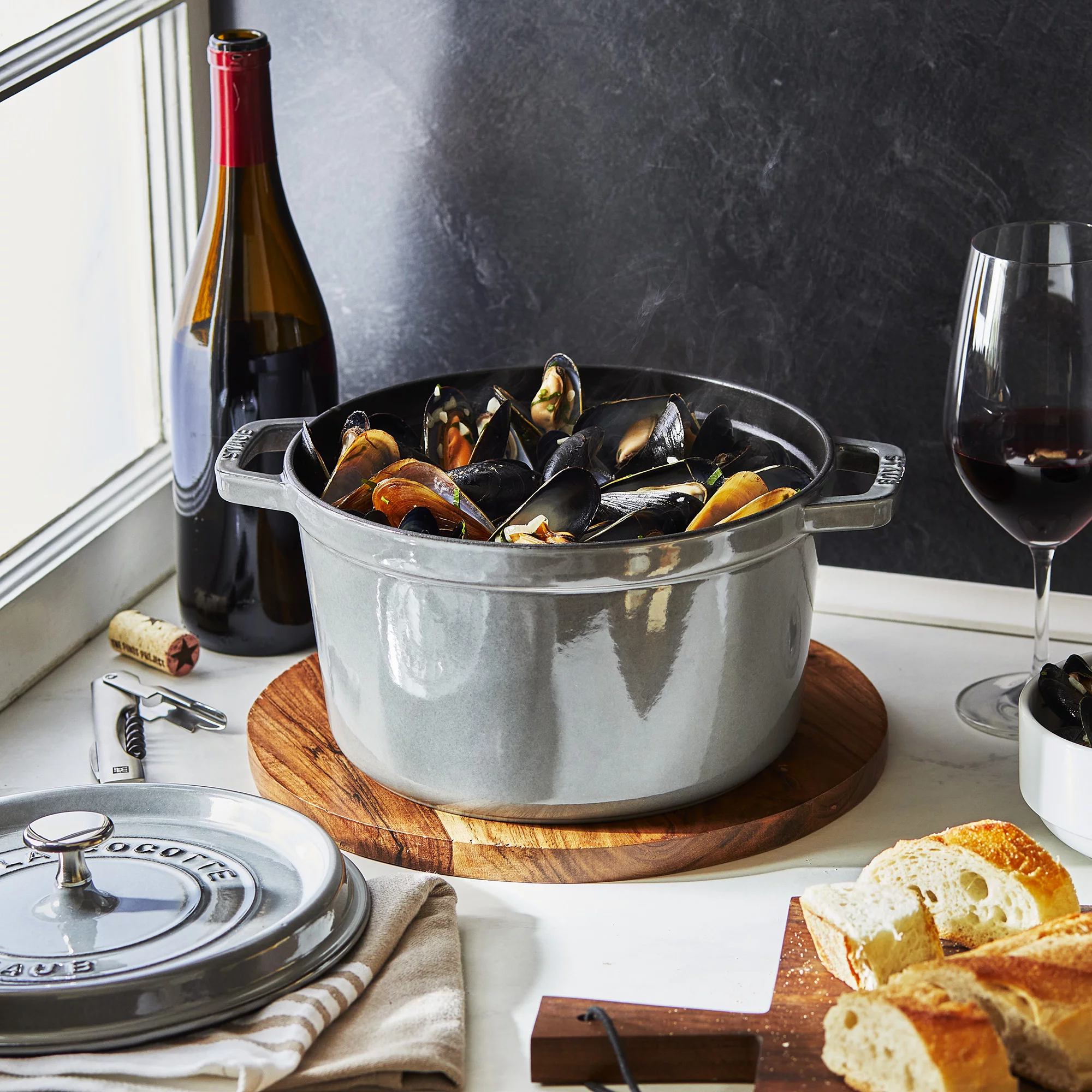 Staub Cast Iron Dutch Oven 5-qt Tall Cocotte, Made in France, Serves 5-6, Graphite