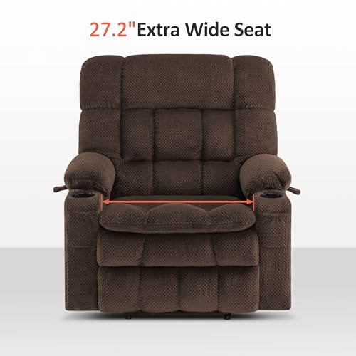 MCombo Dual Motor Power Lift Recliner Chair with Massage and Heat for Elderly People, Infinite Position, USB Ports, Cup Holders, Fabric 7890 (Medium-Regular, Burgundy)