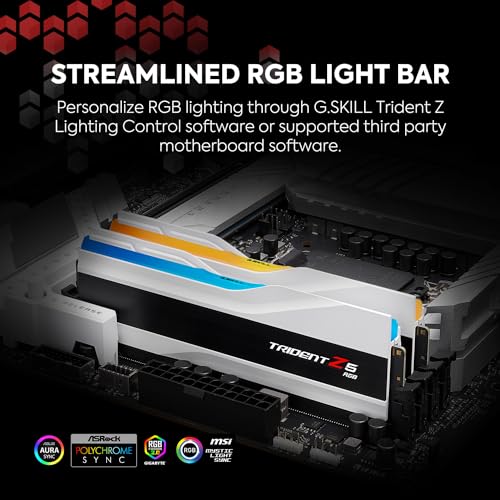 G.SKILL Trident Z5 RGB Series (Intel XMP 3.0) DDR5 RAM 64GB (2x32GB) 6400MT/s CL32-39-39-102 1.40V Desktop Computer Memory UDIMM - Matte Black (F5-6400J3239G32GX2-TZ5RK)