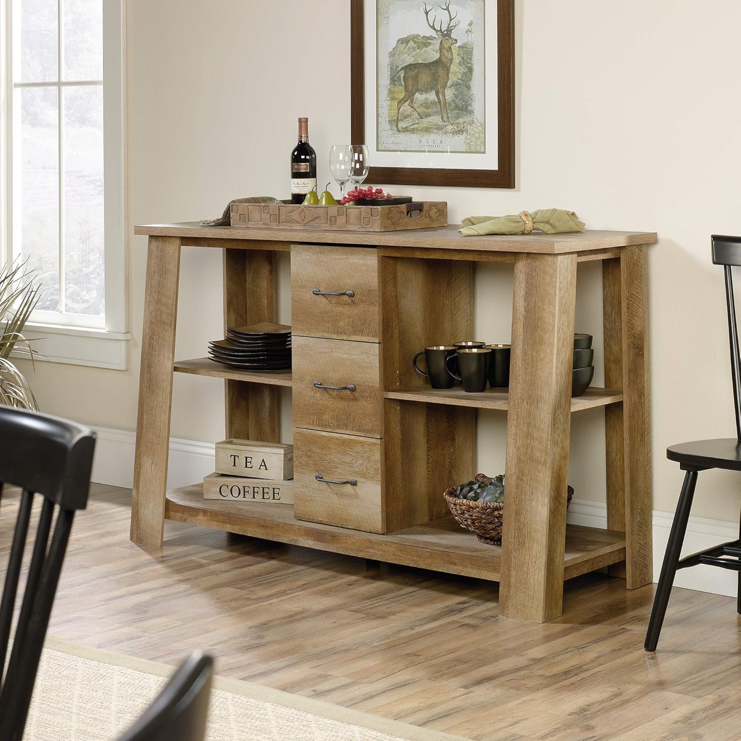 Sauder Boone Mountain Credenza, For TV's up to 60", Craftsman Oak finish