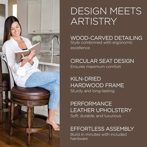 Maven Lane Pullman 26 Inch Tall Counter Height Upholstered Barstool with Back in White Oak Finish with Natural Color Fabric Cushion Seat, Set of 2