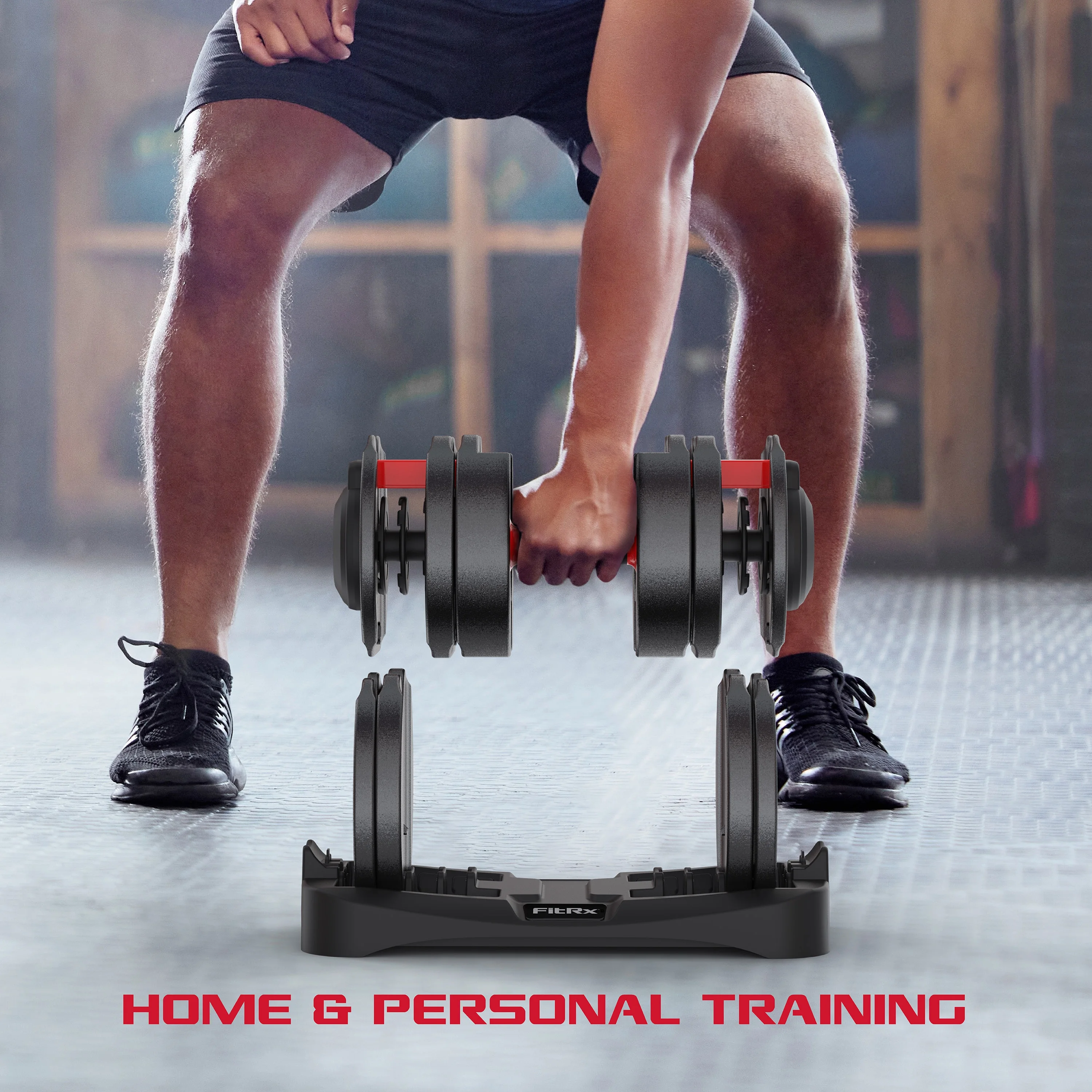 FitRx SmartBell XL, Quick-Select Adjustable Dumbbell, 10-90 lbs. Weight, Black, Single