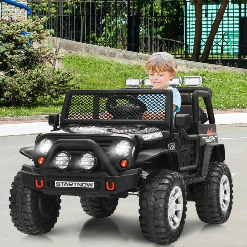 Costway 12V Kids Remote Control Electric Ride on Truck Car with Lights and Music -Pink