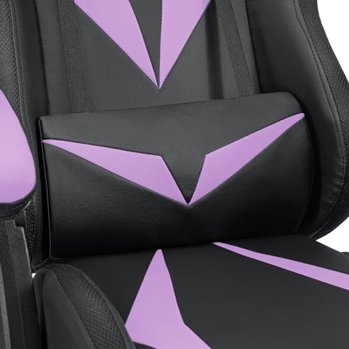 HOFFREE Gaming Chair Massage with Bluetooth Speakers and Led Lights Ergonomic Computer Gaming Chair with Footrest RGB Video Game Chair with High Back Lumbar Support Blue and Black
