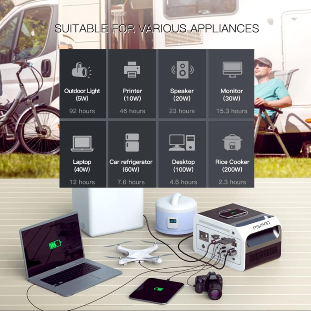 Poweronetek Portable Power Station 600W,460Wh Backup Lithium Battery,110V Pure Sine Wave AC Outlet ,Solar Generator (Solar Panel not Included) for Outdoors Camping Travel Hunting Emergency