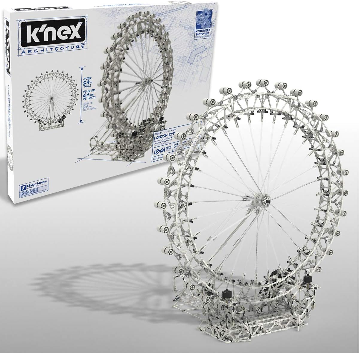 K'NEX Architecture: London Eye Ferris Wheel - Build IT Big - Collectible Building Set for Adults & Kids 9+ with Motorized Movement - New - 1,861 Pieces - 2 Feet Tall - (Amazon Exclusive) Pack of 2