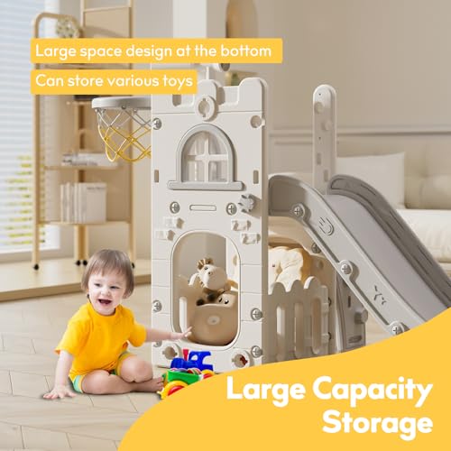 Toddler Slide,Kids Slide Playset for Toddler,Indoor Outdoor Slide Toddler Playset with Storage Space and Non-Slip Steps,Gifts for Boys and Girls 1-3 Years (Blue Yellow)