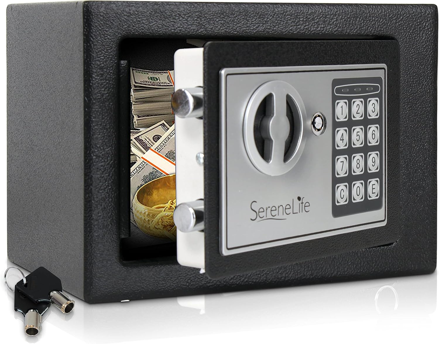 Safe and Lock Box - Safe Box, Safes And Lock Boxes, Money Box, Safety Boxes for Home, Digital Safe Box, Steel Alloy Drop Safe, Includes Keys- SereneLife SLSFE14 Pack of 2