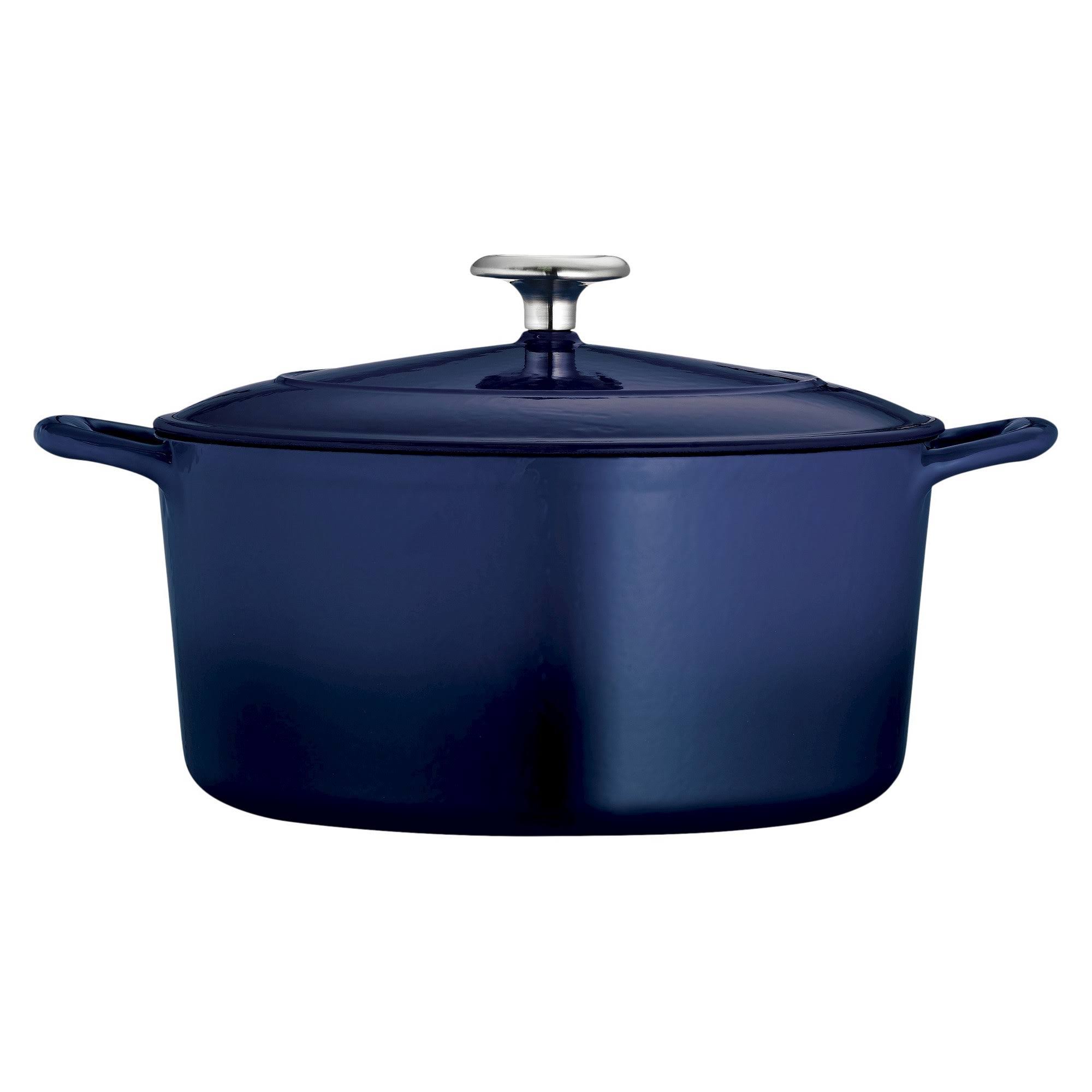 Tramontina Enameled Cast Iron Covered Round Dutch Oven, 5.5 qt, Blue