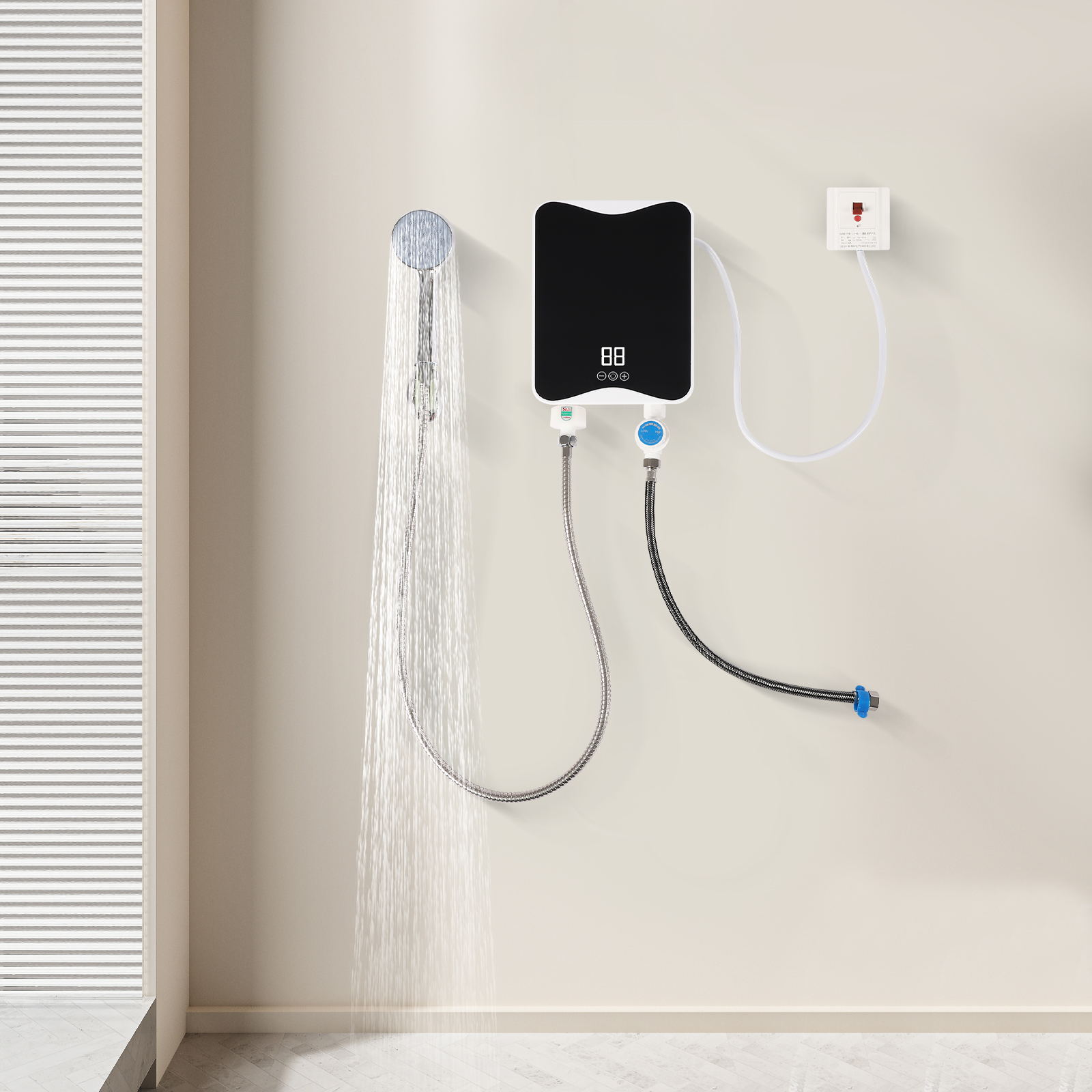 Wuzstar Electronic Instant Water Heater Mini Tankless Water Heater with Tankless Water Heater, Shower