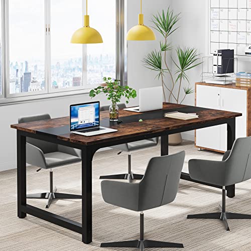Tribesigns Modern Computer Desk, 63 x 31.5 inch Large Executive Office Desk Computer Table Study Writing Desk Workstation for Home Office, Spliced Desktop, White