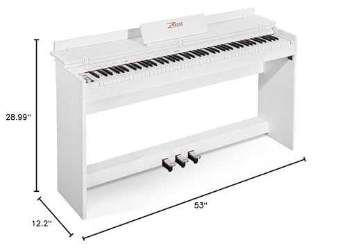 ZHRUNS Digital Piano 88 Key Weighted Keyboard,Full Size Semi Weighted Electronic Keyboard Piano,Electric Piano Keyboard with Sustain Pedal, Portable Piano Keyboard for Beginners Adults,White