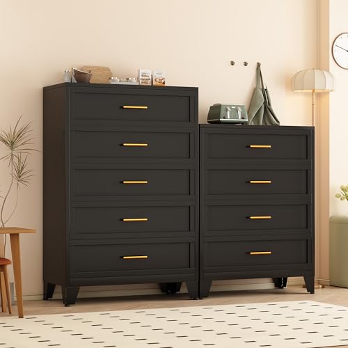 3 Drawer Metal File Cabinet, Bedroom Dresser Drawers, Multi-Functional Accent Drawers Cabinet, Lateral File Cabinets for Collection and Storage Files Letter/Legal/F4/A4 Etc Size (Green)
