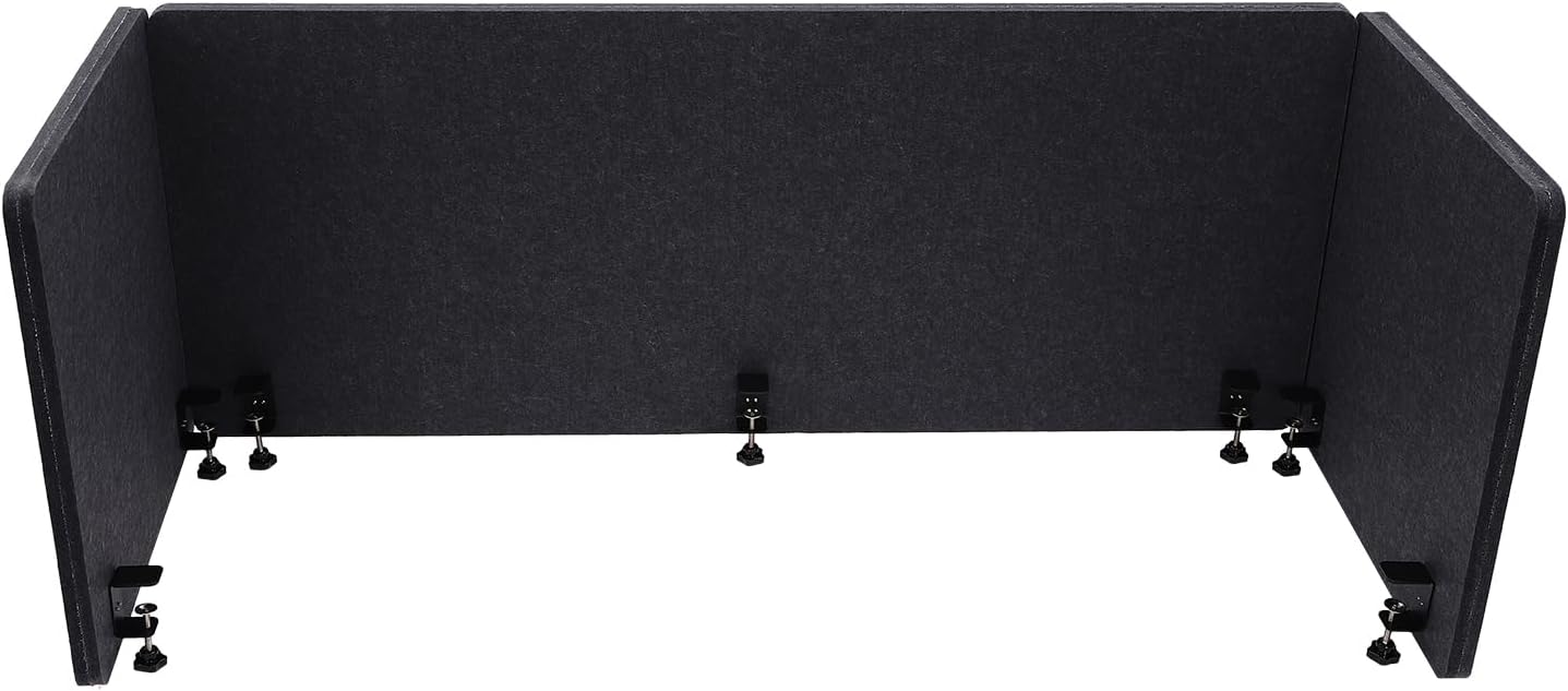 Stand Up Desk Privacy Panel, Clamp on Desk Divider for Office, Acoustic Desk Privacy Panel to Reduce Noise, Acoustic Partition, Office Desk Divider, Dark Gray, 59"L x 24"W, 24"L x 24"W