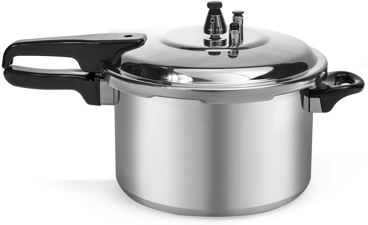 8QT Aluminum Pressure Cooker Thickened Pressure Cooker with Pressure Regulator Fast Cooking Universal Gas Induction Cooker 2-3 Members Use