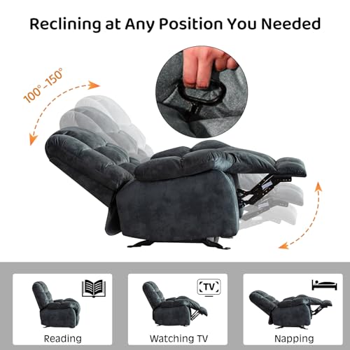 Manual Recliner Chair, Soft Fabric Reclining Chairs with Padded Backrest and Armrests, Classic Heavy Duty Single Sofa Recliner for Living Room