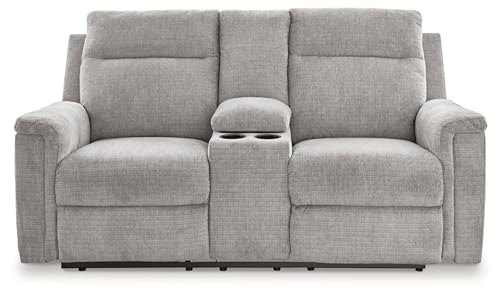 Signature Design by Ashley Barnsana Power Reclining Loveseat with Console, 75" W x 41" D x 40" H, Gray