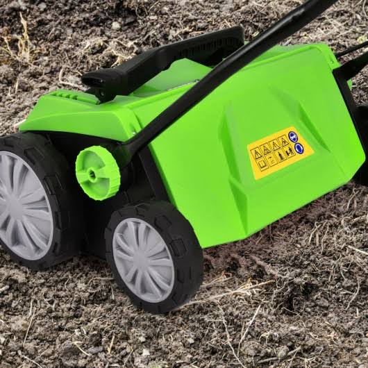 13 Amp Corded Scarifier 15x22 Electric Lawn Dethatcher with Dual Safety Switch-green
