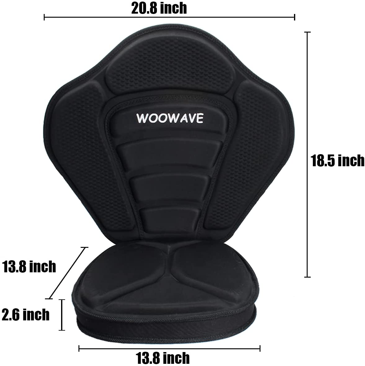 WOOWAVE Thickened Kayak Seat Adjustable Boat Seat High Back Comfortable Backrest Support with Detachable Back Storage Bag