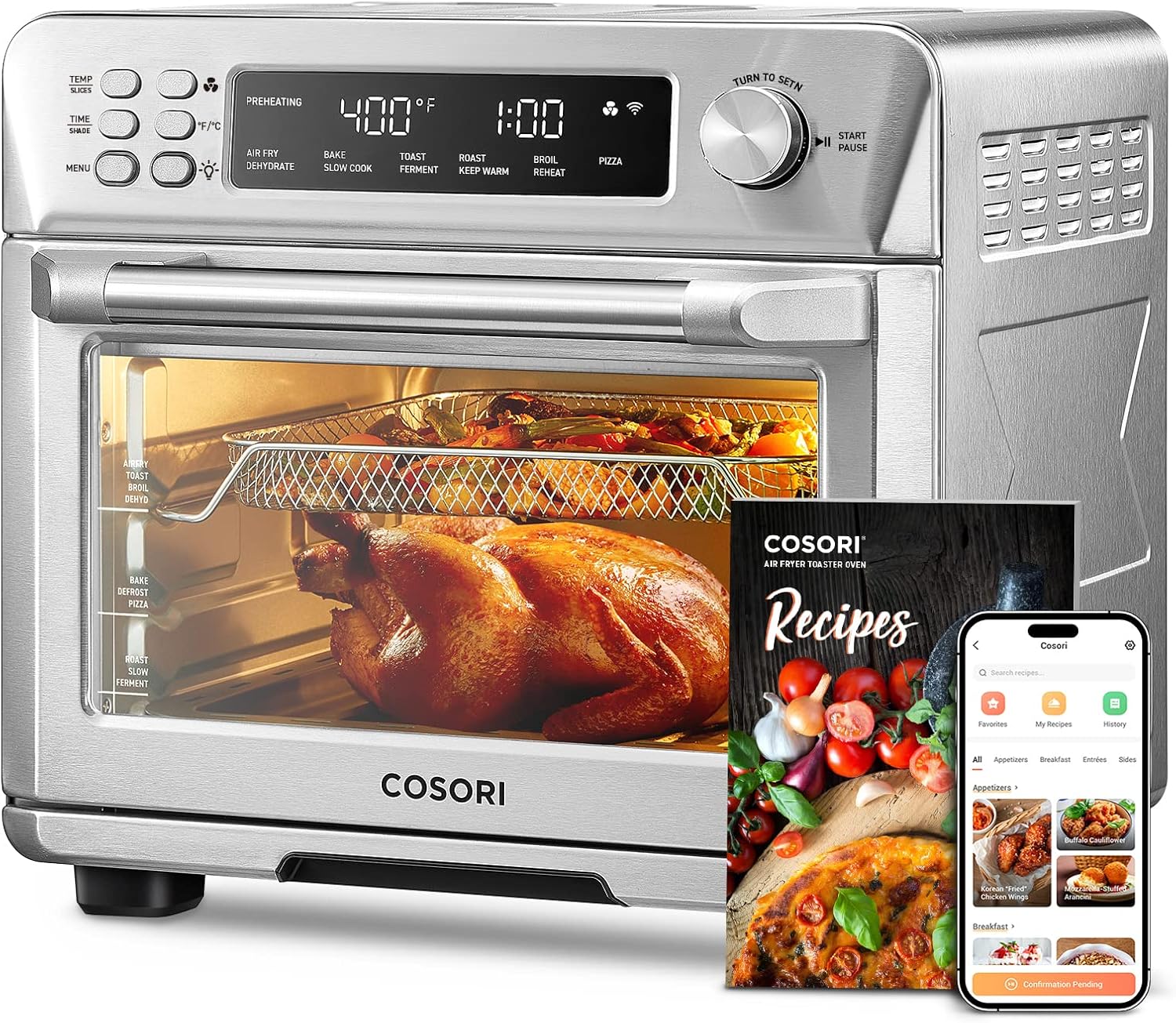 COSORI Air Fryer Pro LE 5-Qt Airfryer, Quick and Easy Meals, UP to 450℉, Quiet, 85% & Smart 12-in-1 Air Fryer Toaster Oven Combo, Airfryer Convection Oven Countertop, Bake, Roast