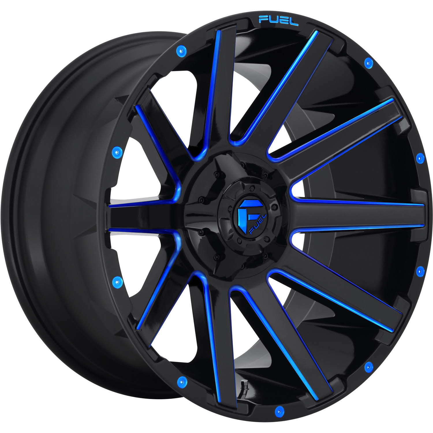 20x9 Black Blue Wheel Fuel Contra D644 5x5.5 5x150 1