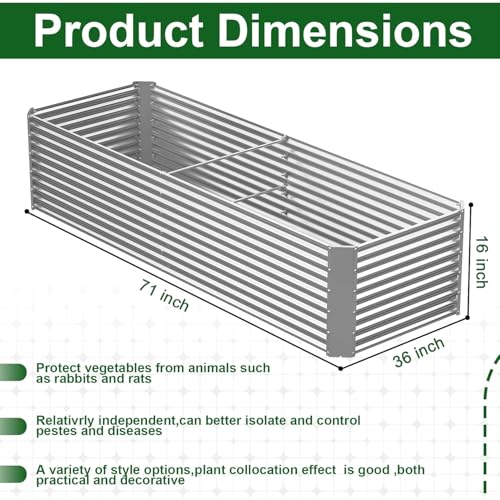 2 Pack 8x4FT Tall Galvanized Raised Garden Bed Outdoor,Metal Garden Bed for Vegetables,Steel Raised Beds for Gardening,Above Ground Garden Box for Flower-Y2G