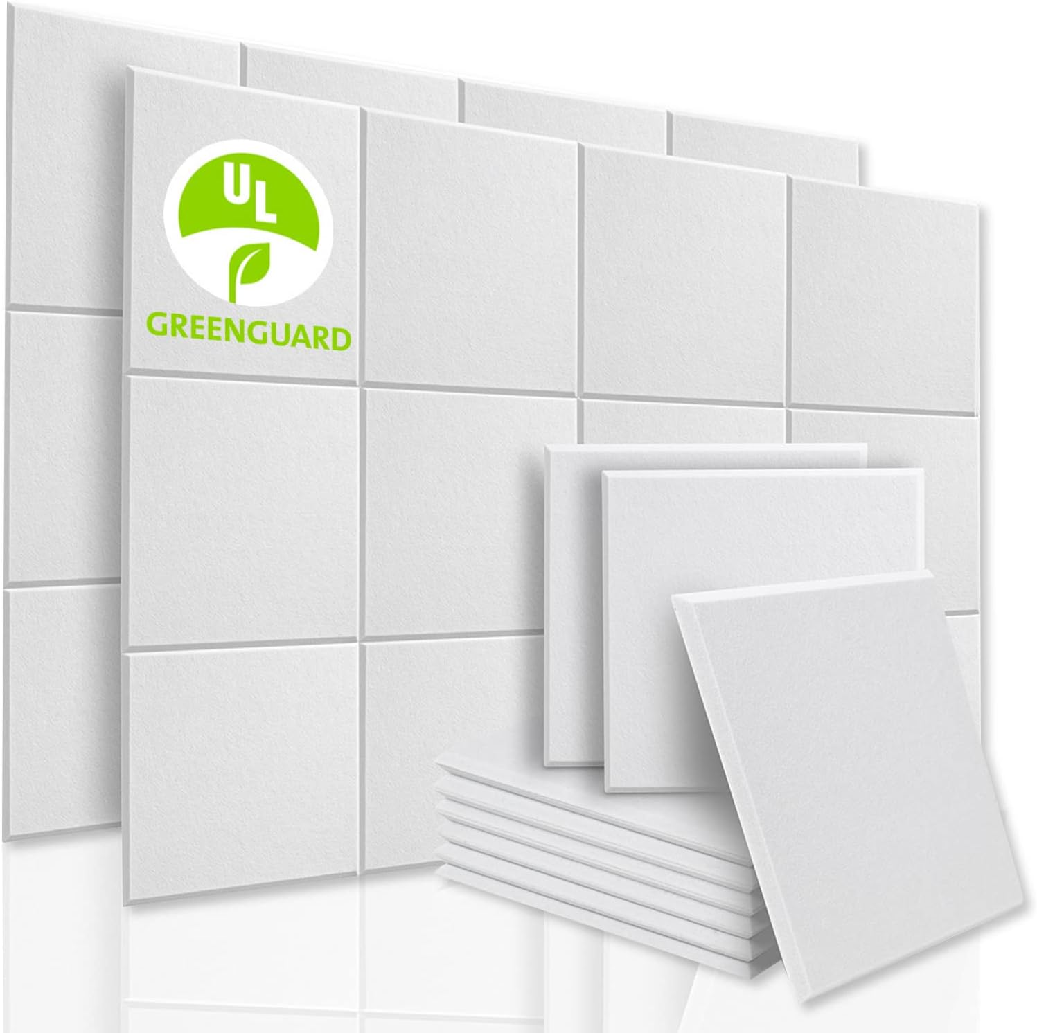 BUBOS 24 Pack Acoustic Panels Soundproof Wall Panels,12“x12“x0.4 Sound Absorbing Panels Acoustical Wall Panels Padding,Acoustic Treatment for Recording Studio,Office,Home Studio,White Pack of 2