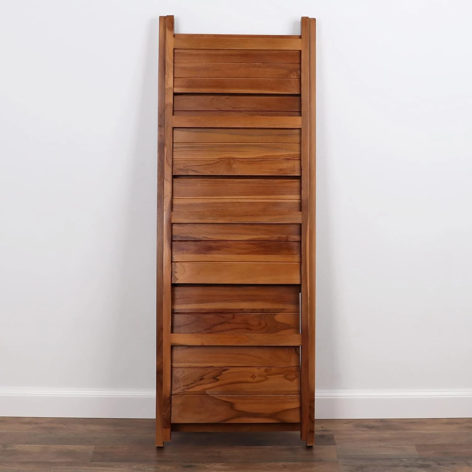 Teak Ladder Shelf - Wooden Ladder Bookshelf - Leaning Bookshelf - Rustic Bookcase - Folding Bookcase - Boho Furniture