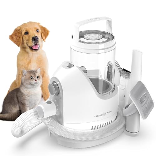 Neakasa by neabot P2 Pro Dog Grooming Kit, Dog Clippers Vacuum Suction 99% Hair, Pet Grooming with 5 Proven Grooming Tools, 2L Large-capacity Easy Empty Dustbin for Dogs Cats Animals