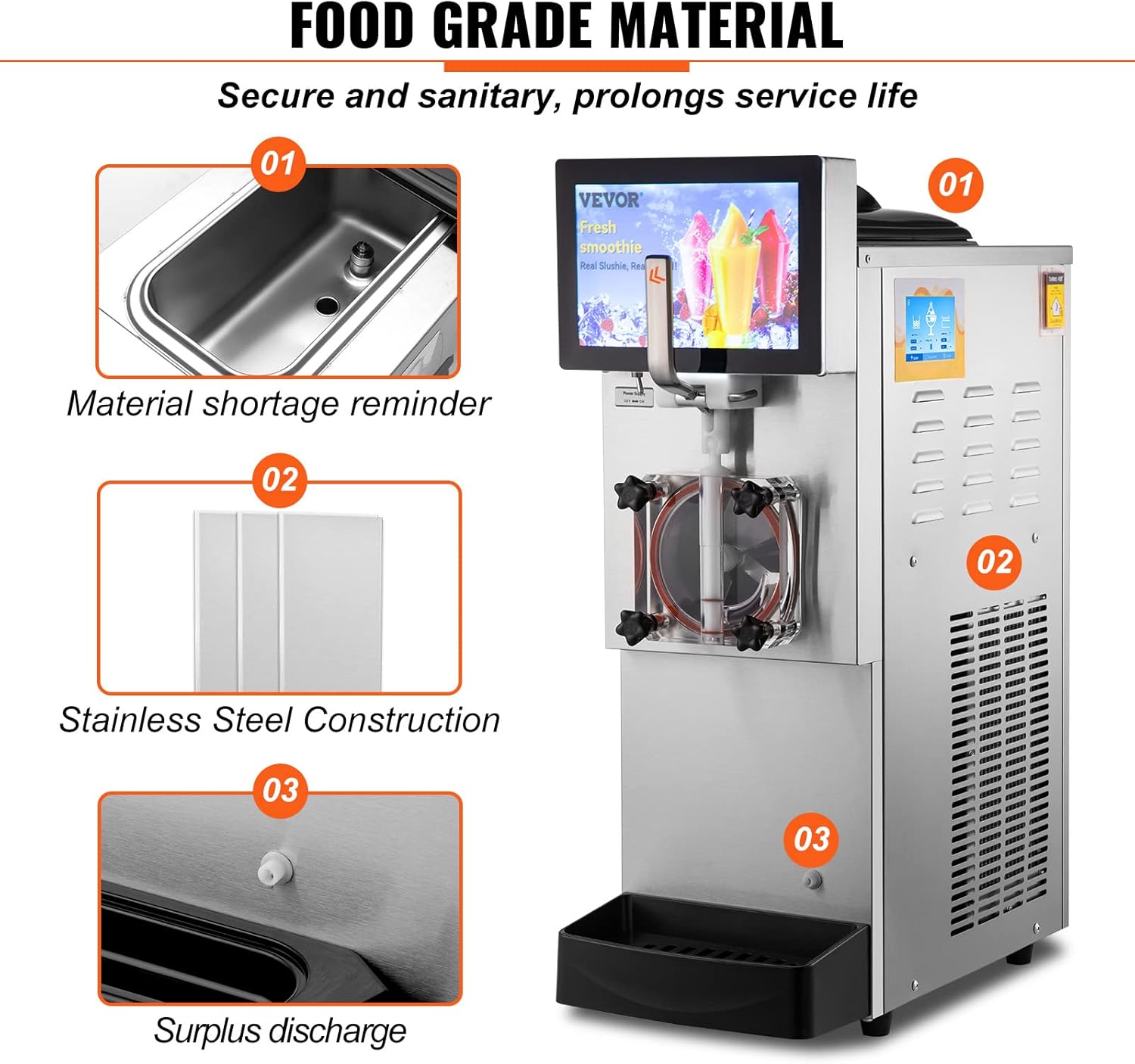VEVOR Commercial Slushy Machine, 8L/2.1Gal Single Bowl Margarita Machines, 1550W Stainless Steel Alcohol Smoothie Frozen Drink Maker, Slushie Makers for Party Cafes Restaurants Bars Home