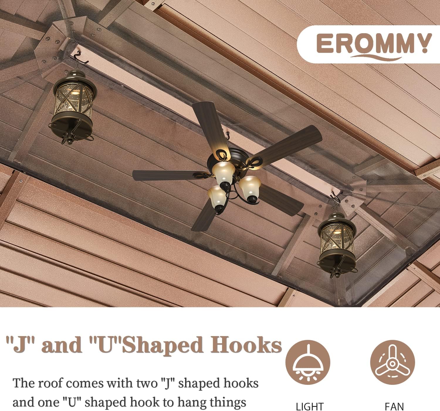 EROMMY Hardtop Gazebo Galvanized Steel Outdoor Gazebo Canopy Double Vented Roof Pergolas Aluminum Frame with Netting and Curtains for Garden,Patio,Lawns,Parties (10'x 13')