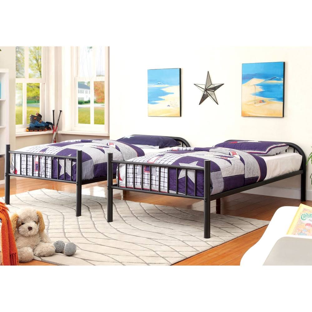 Furniture of America Linden II Twin Over Twin Metal Bunk Bed (Black)