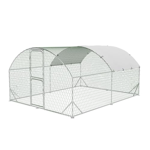 Large Metal Chicken Coop Run, Chicken Run for Yard with Cover, Large Chicken Run, Walk-in Poultry Cage,Chicken Coop for Chickens, 20 Hens, Ducks, Rabbits-9.8'W x 6.5'D x 6.5'H