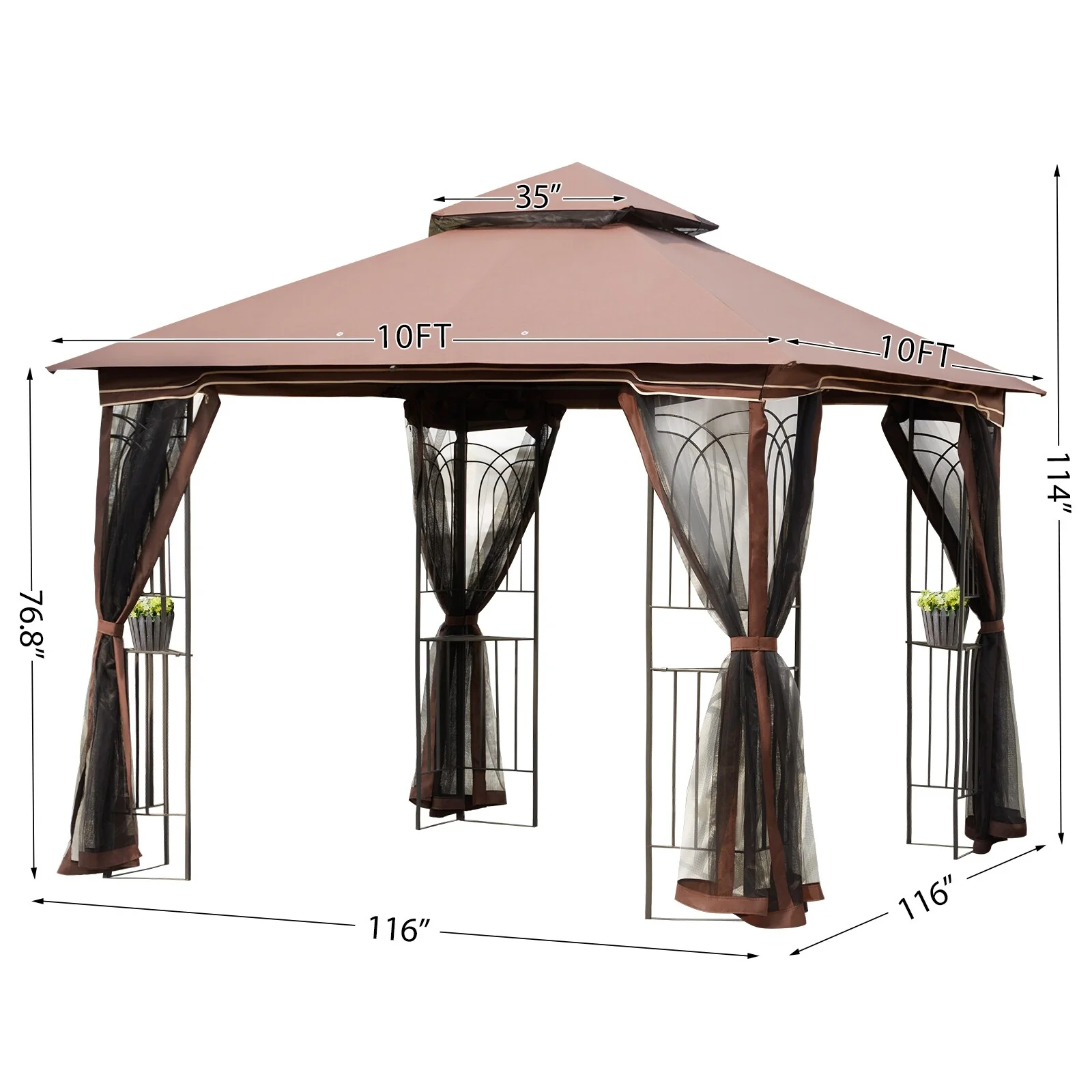 AVAWING  10x10 Outdoor Gazebo Double Soft-top Canopy Tent