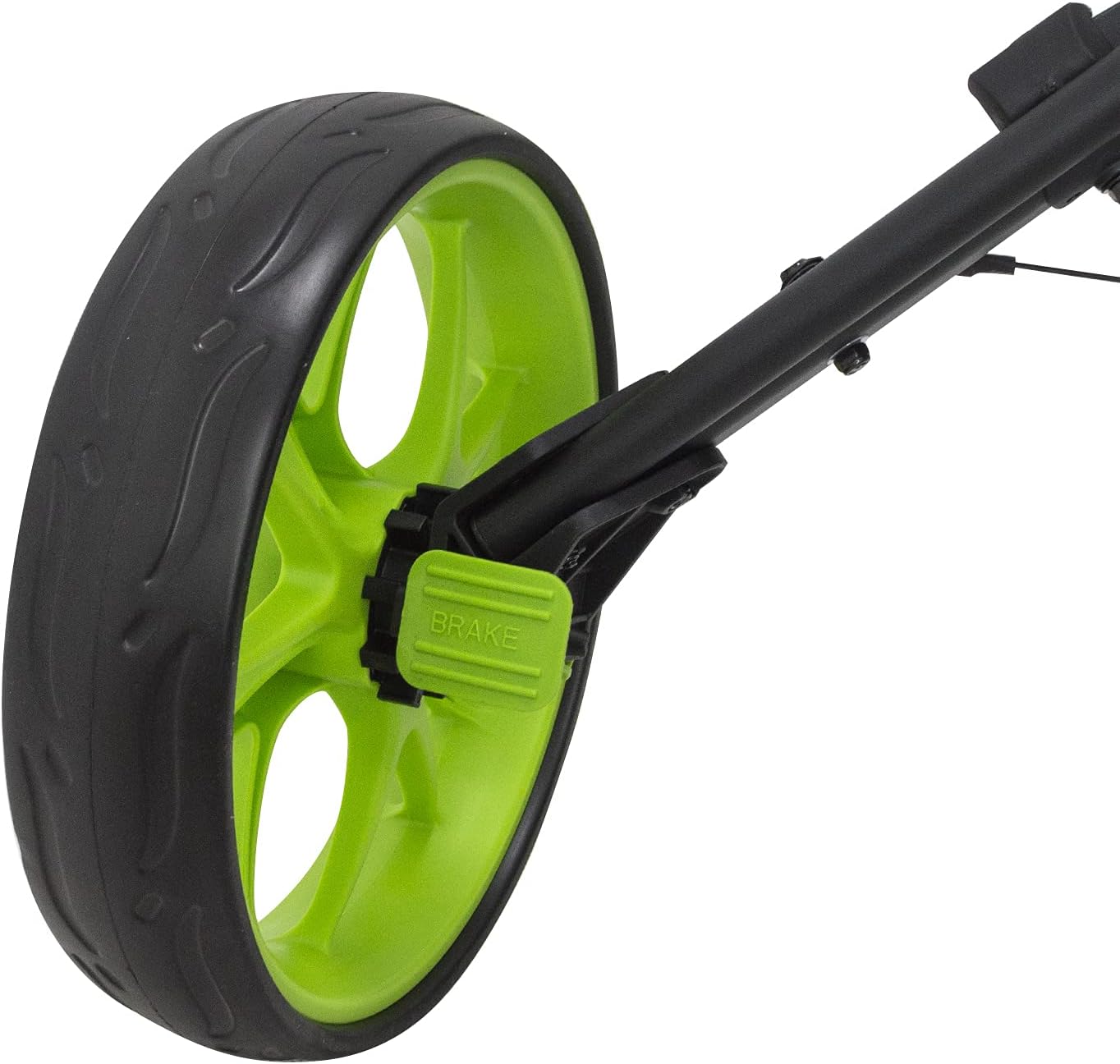 NC Compact Folding 3 Wheel Colf Push Cart Trolley with Foot Brake,Free Umbrella Holder, Scoreboard Bag (Green)