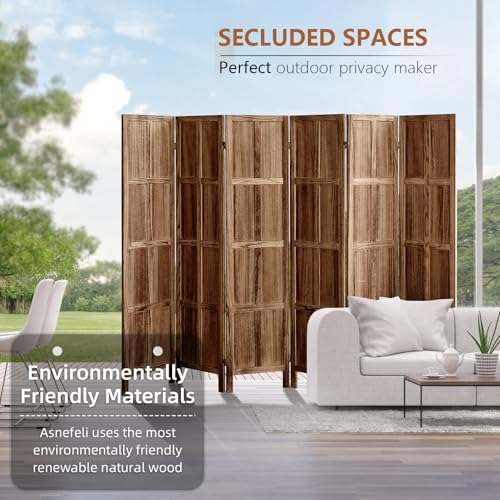 Wood Room Divider 4 Panel, 5.6 FT Tall Room Divider and Folding Privacy Screen, Partition Divider for Room Separation, Wooden Wall Divider Screen for Home Office Bedroom (Retro White)