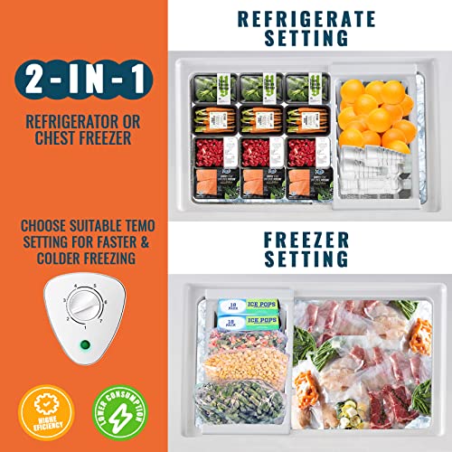 WANAI White Chest Freezer Freestanding Deep Freezer