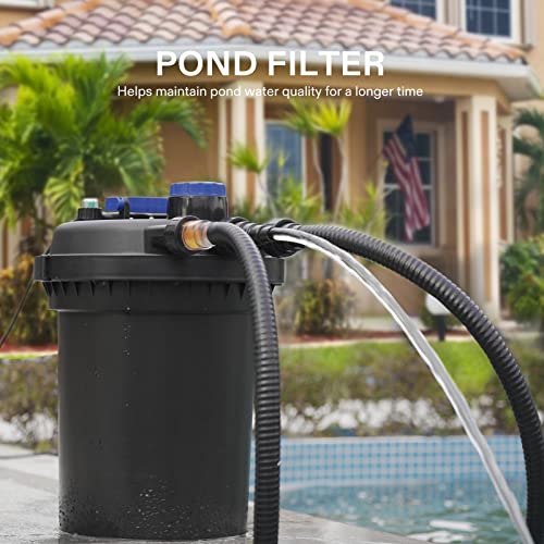 VIVOGROW Bio Pressure Pond Filter, Pond Filter System with Convenient Cleaning Crank Handle for Garden, Pool, Fishpond, Black