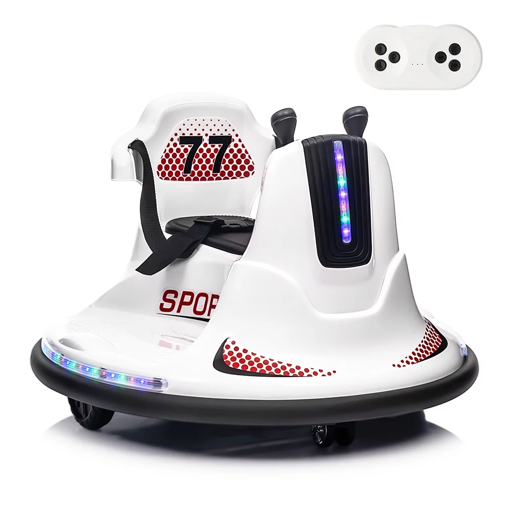 Shininglove Electric Ride on Bumper Car for Toddlers 3-8 Years Old, 6V Kids Ride on Toy Car with Remote Control, Safety Belt, Music, Flashing Lights, 360° Spin