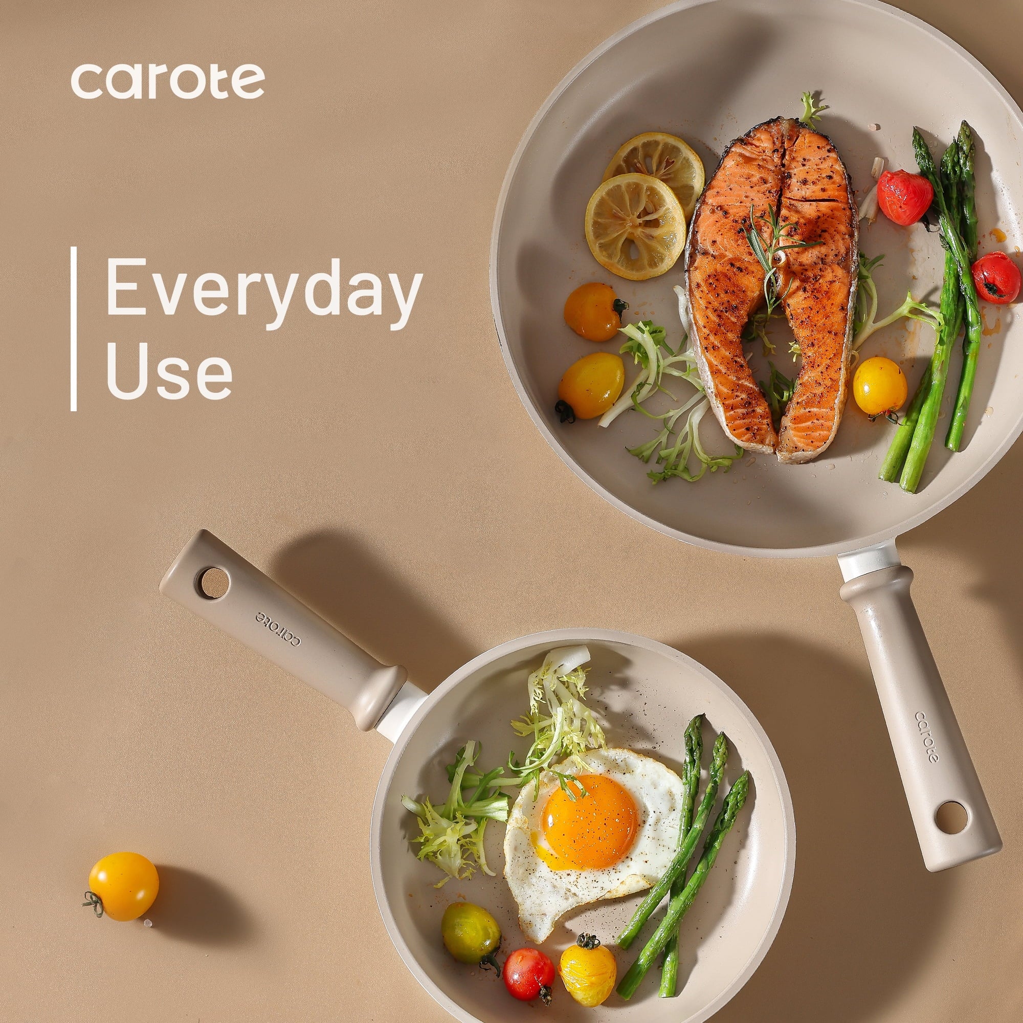 Carote Nonstick Pots and Pans Set, 13 Pcs Induction Kitchen Cookware Sets(Taupe Granite)