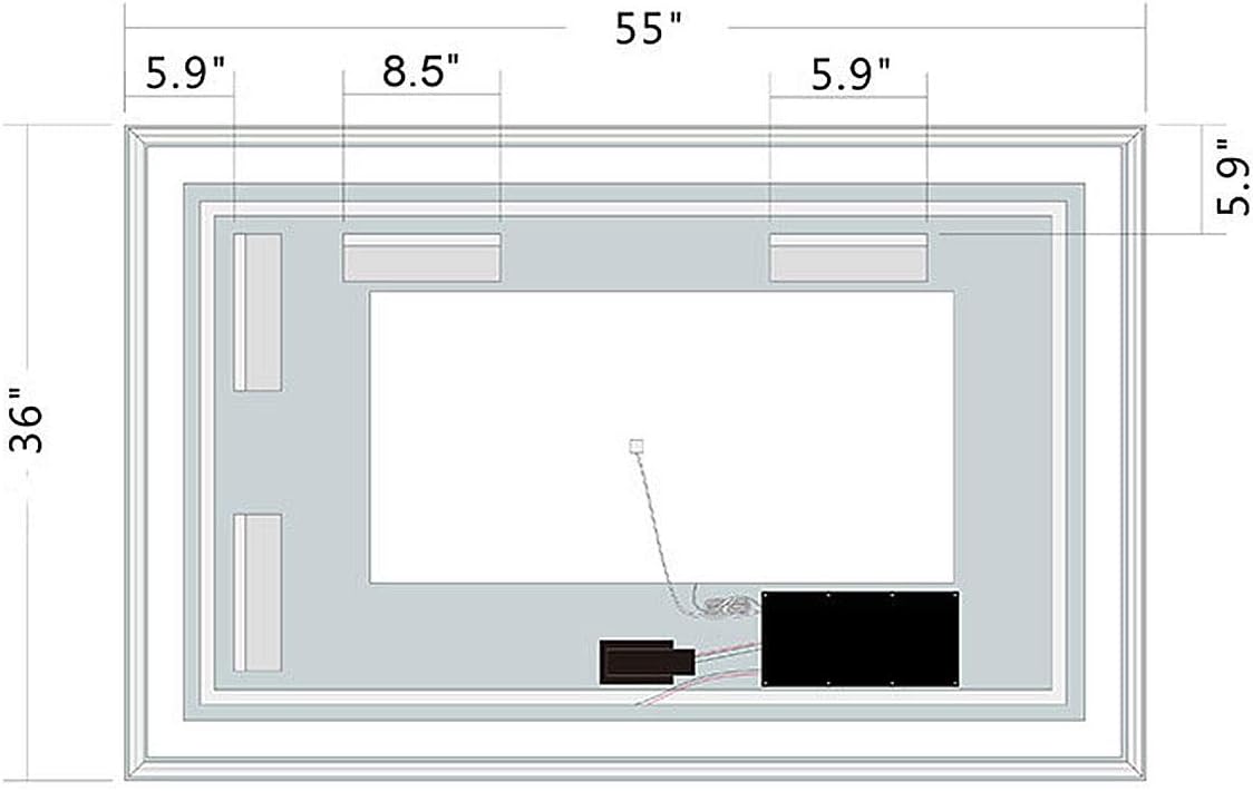 BHBL 60 x 36 Inch Illuminated LED Bathroom Mirror with Smart Button, Anti Fog, Dimmable, Bluetooth Speakers, Vertical & Horizontal Mount, Hotel Office Bar Mirror (D224-6036A)