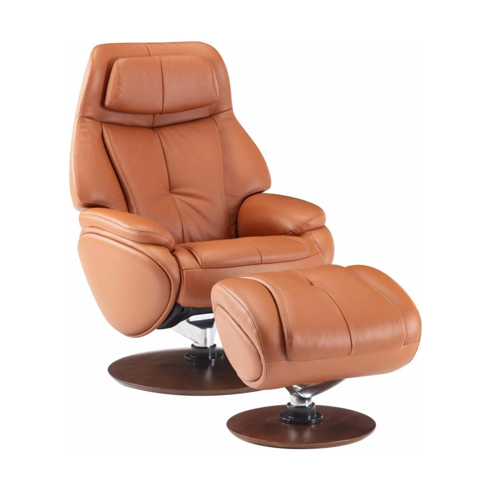Barcalounger Marjon Leather Pedestal Recliner with Ottoman