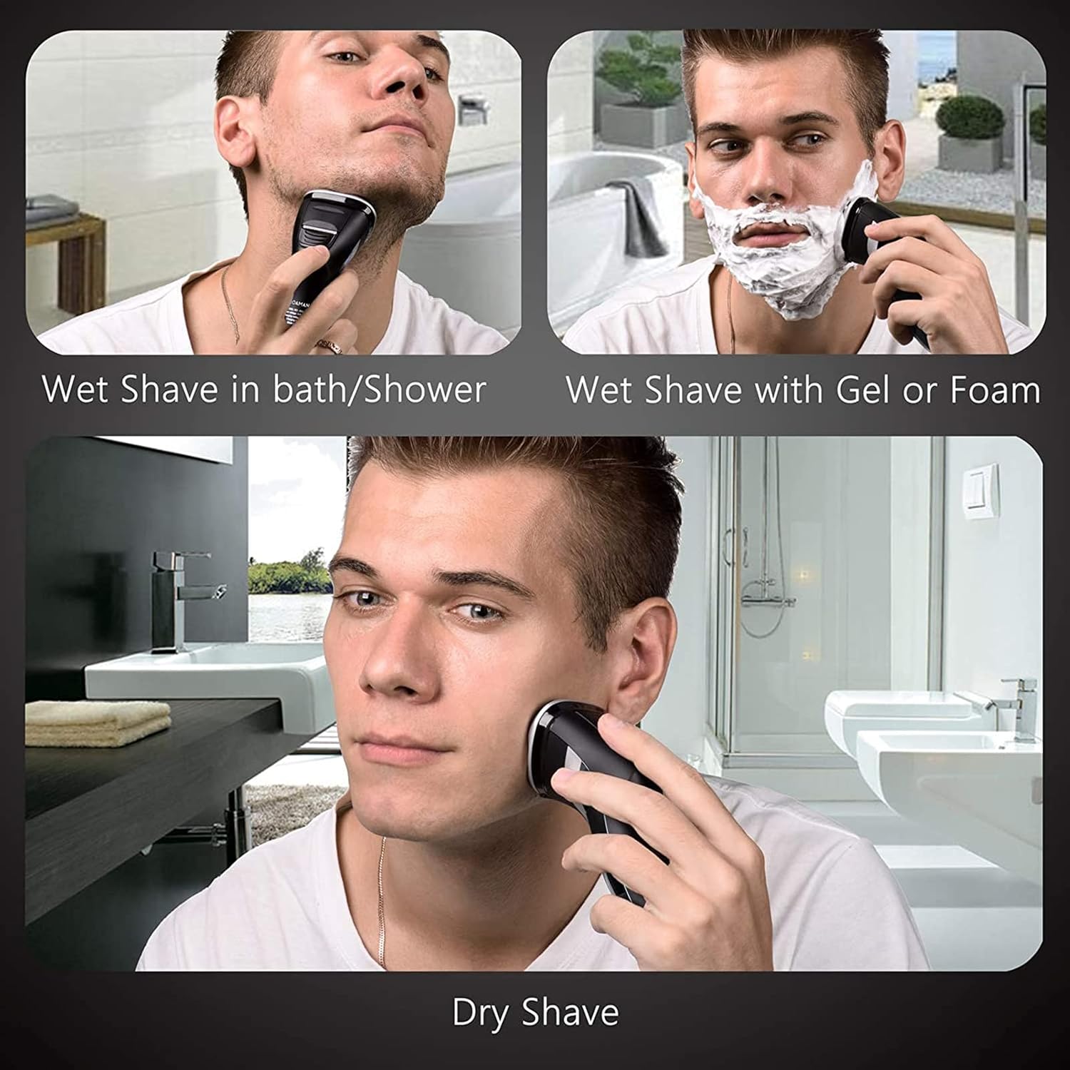 Men Electric Razor, ROAMAN Rechargeable Corded and Cordless Electric Shaver for Men with Pop-up Trimmer, Wet Dry IPX7 Waterproof,Wall Adapter 100-240v Pack of 2