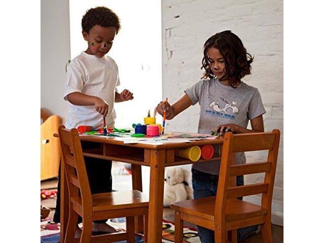 Lipper Childrens Rectangular Table and 2 Chairs Set, Walnut