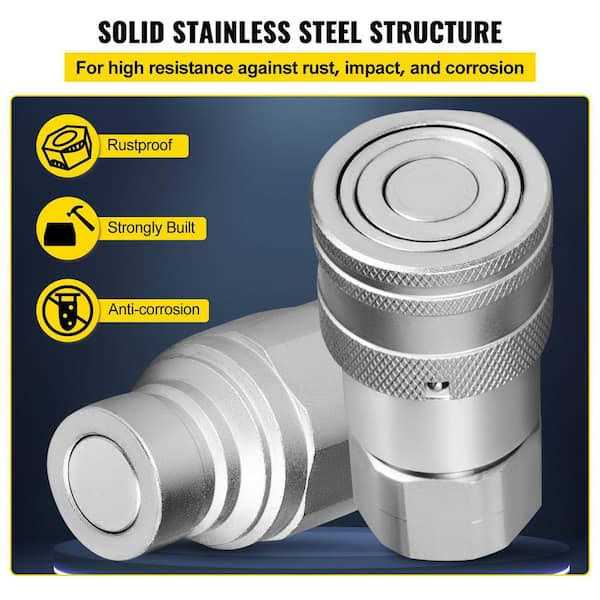 VEVOR Skid Steer Hydraulic Quick Connect 1/2 in. Body Hydraulic Coupler 1/2 in. NPT Hydraulic Coupling Quick Connect 2-Pairs - Shop Hardware Tools Online Store