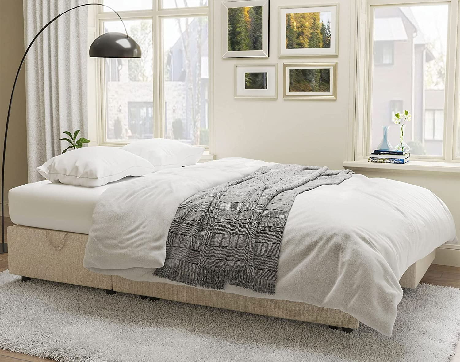 Papajet Sofa Bed, Sleeper Sofa with Storage Chaise, Pull Out Couch for Living Room- Gray Chenille