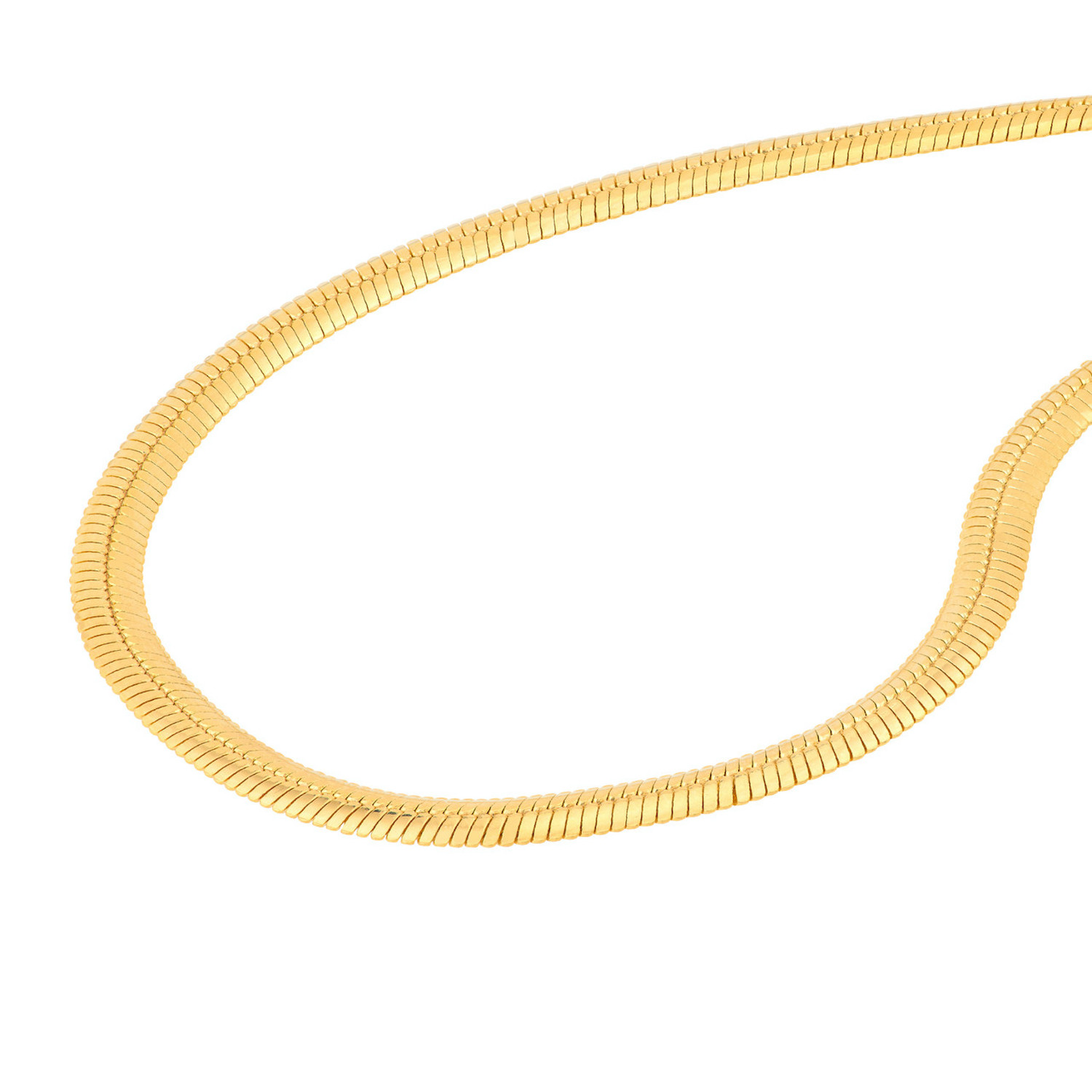 Solid 14K Yellow Gold 3.50mm Flat Oval Snake Chain Necklace 18"